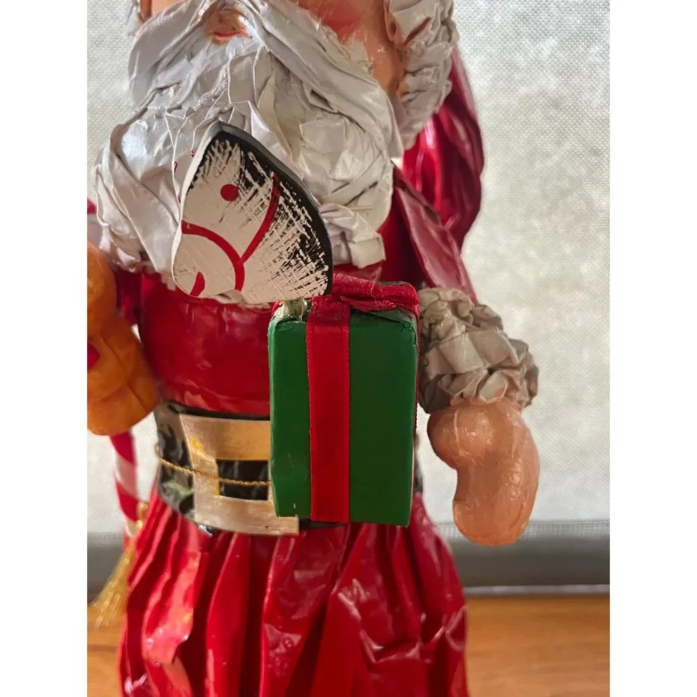 Vintage Papier Mache Santa Claus Figurine Christmas Decor Handmade 10